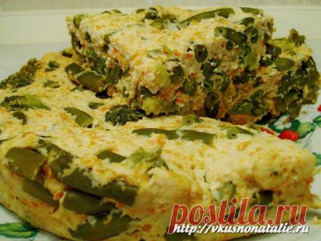 Запеканка из брокколи с курицей и стручковой фасолью