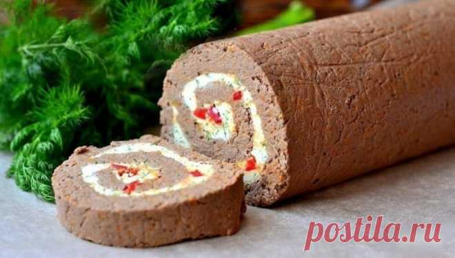 Печеночный рулет с маслом