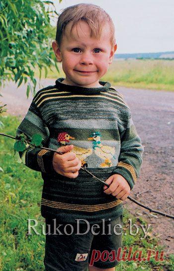 Пуловер для мальчика c рисунком ''гуси'' :: Детская одежда :: Машинное вязание/Children's clothes for knitting :: RukoDelie.by