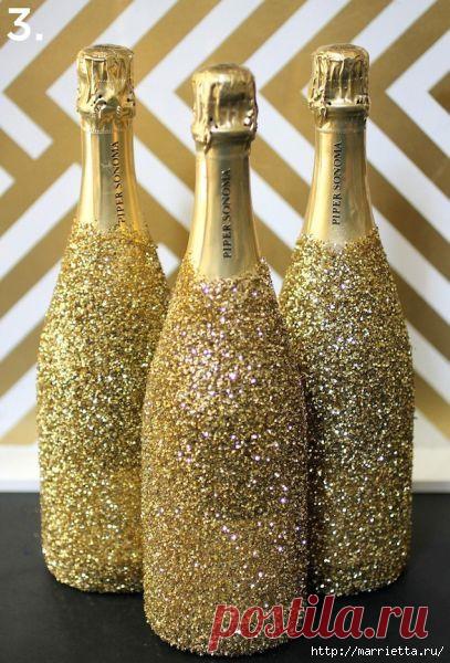 К празднику: новогодний декор шампанского