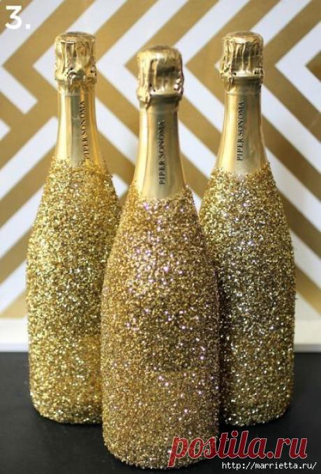 К празднику: новогодний декор шампанского