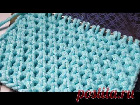 Вяжем плотный фоновый узор спицами 👌🍒 knitting pattern.