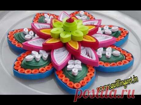 Paper Quilling : How to make  Colorfull Rangoli flowers / Mandala designs