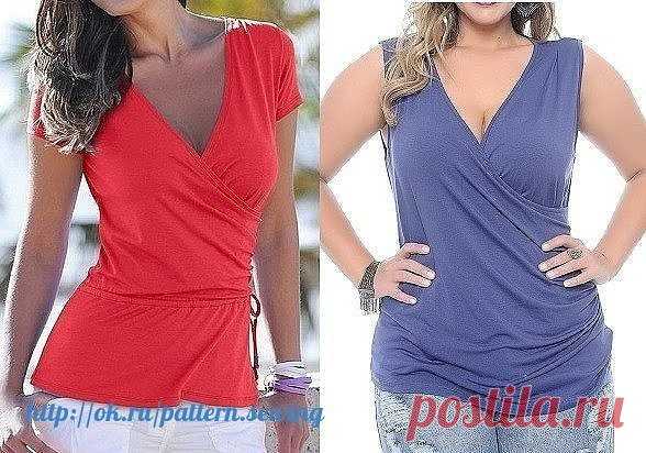 БЛУЗА С ЗАПАХОМ все размеры
▼▼▼
 Источник указан на фото
#шитье #выкройки #кройка #идеи #моделирование