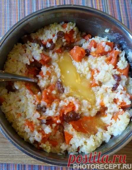 Тыквенная каша с медом и изюмом 
