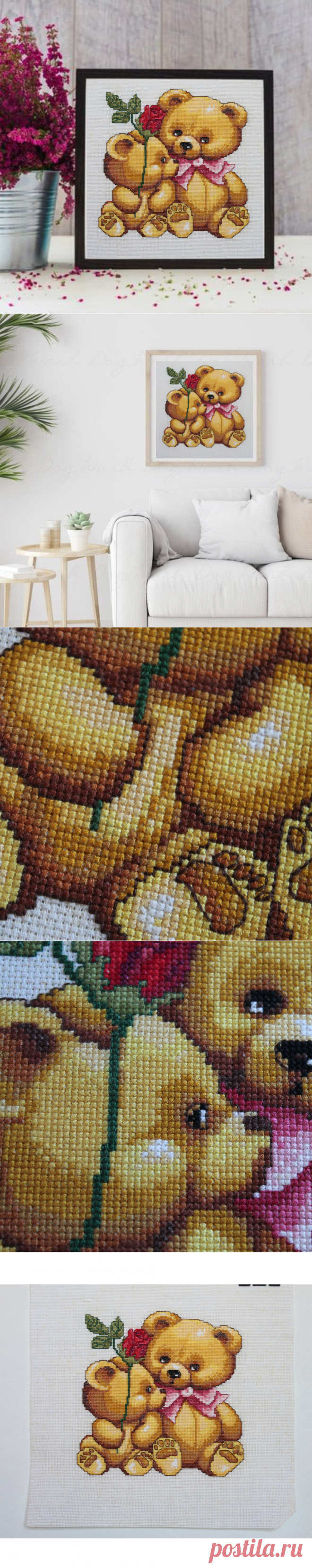 Teddy bears Wall Art Finished Cross Stitch, Embroidery Art P - Inspire Uplift