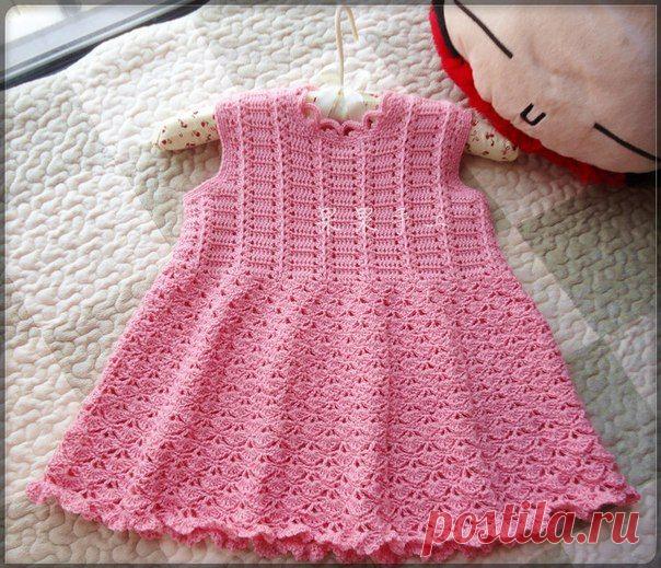РОЗОВОЕ ПЛАТЬЕ ДЛЯ ДЕВОЧКИ КРЮЧКОМ