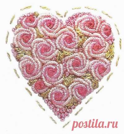 Сердечки с розами в технике 