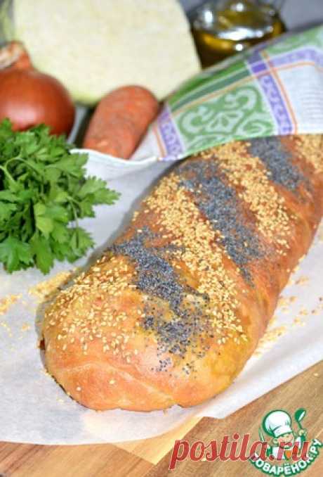 Пирог-рулет с жареной капустой - кулинарный рецепт