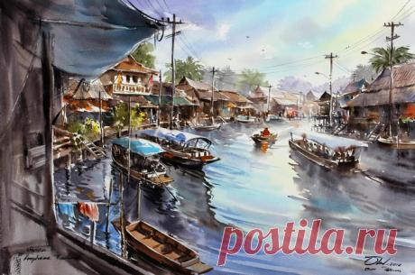 Акварели. Тайский художник Танакорн Чаиджинда (Thanakorn Chaijinda)