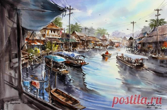 Акварели. Тайский художник Танакорн Чаиджинда (Thanakorn Chaijinda)
