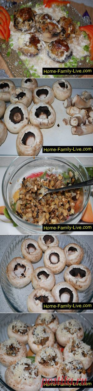 Фаршированные шампиньоны - пошаговый фоторецепт - грибы с баклажанами