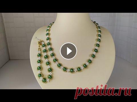 Украшение из бисера. 1 вариант. Комплект. Ожерелье, браслет. Мастер класс для начинающих. Украшение из бисера. Бисероплетение. 1 вариант. Комплект. Ожерелье, браслет. Мастер класс. Пошаговый МК для начинающих. Подробный видео урок, как свои...