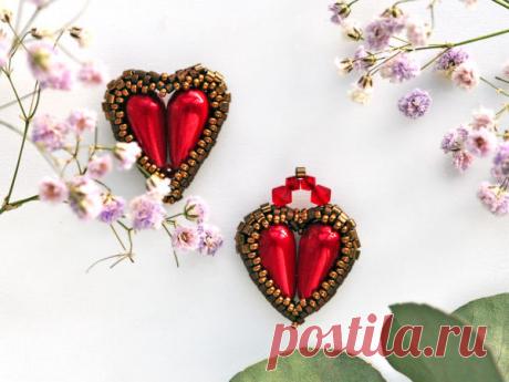 Плетение сердечка из японского бисера и каплевидного жемчуга | Журнал Ярмарки Мастеров