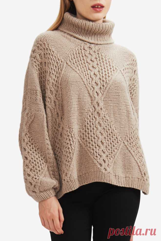 HANIA NEW YORK | Luxury Sustainable Knitwear |  Luxury  Knitwear Shop | Swanilda Sweater  Hand Knit in NYC from ultra luxe 12 ply Italian Cashmere, with a perfectly placed diamond pattern of cable and honeycomb stitches, this chunky ribbed turtleneck remains a hallmark style of HANIA NEW YORK.  ·       Hand Knit in New York City  ·&am