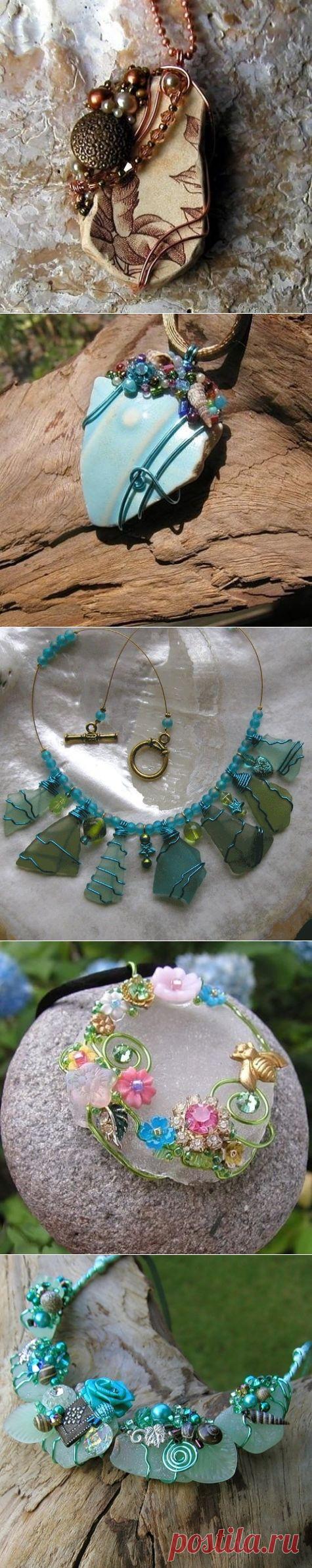 Украшения из обработанных морем стеклышек / Прочие виды рукоделия / Другие виды рукоделия