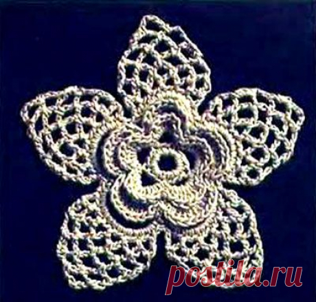 Цветочный мотив. Схема вязания крючком
