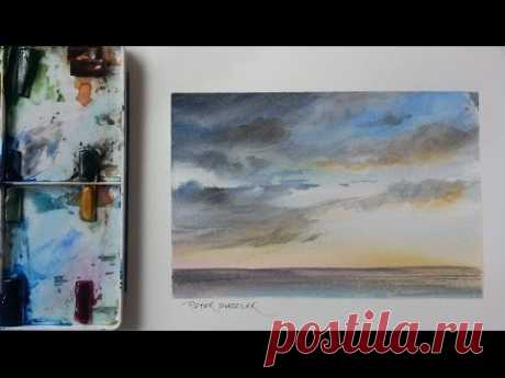 How to Paint a Sunset. Storm Clouds. Mood Sky. Tutorial by Peter Sheeler - YouTube