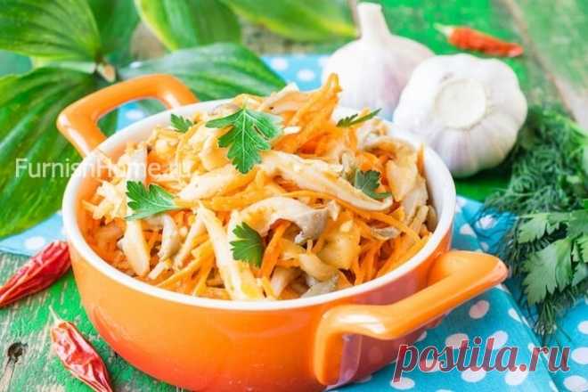 Вешенки по-корейски с морковью и луком Маринованные корейские салаты и закуски давно укоренились в повседневном и праздничном меню, став неотъемлемой частью нашей кухни. Сегодня готовим вешенки по-корейски - ароматные грибы с нежным вкусом, которые широко используются в кулинарии...