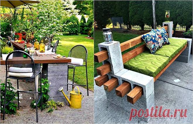 17 замечательных примеров использования бетонных блоков в саду и в доме