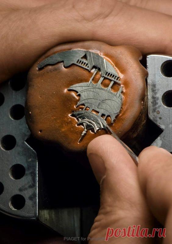 Гравировка. Пример. Японский мотив. Часы.