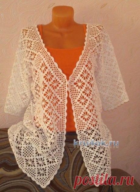 Женский кардиган, связанный крючком со схемой - вязание крючком на kru4ok.ru