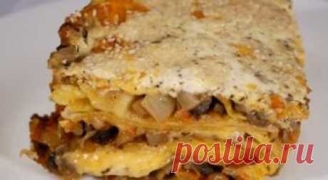 Бесподобно вкусный обед: пирог из рваного лаваша и грибов