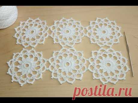 Круглый мотив крючком - урок по вязанию - Crochet motifs for beginners
