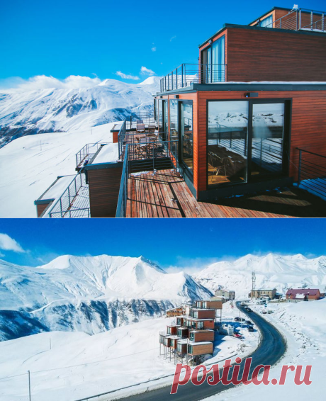 Вдохновленный горами отель в Грузии, построенный из грузовых контейнеров