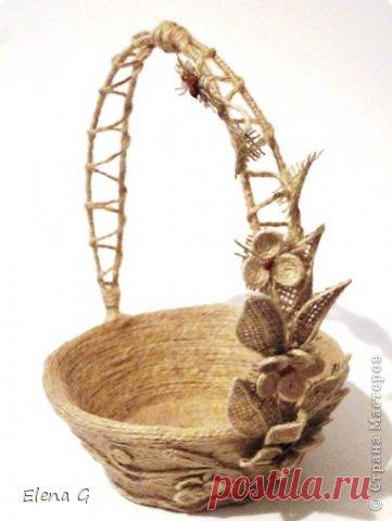 Красивые корзинки из шпагата и мешковины