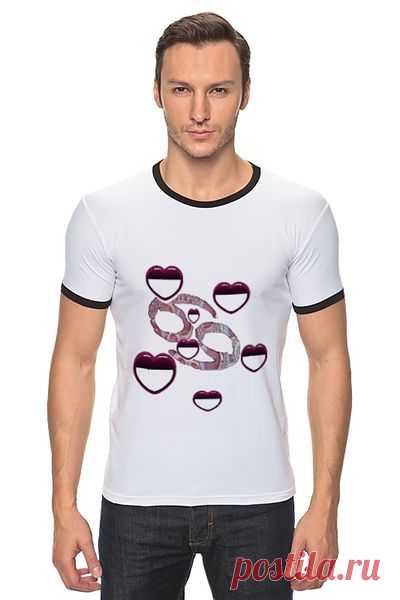 Футболка "Рингер" (Мужская) "Романтичный гороскоп - рак." от Hatulia - Printio