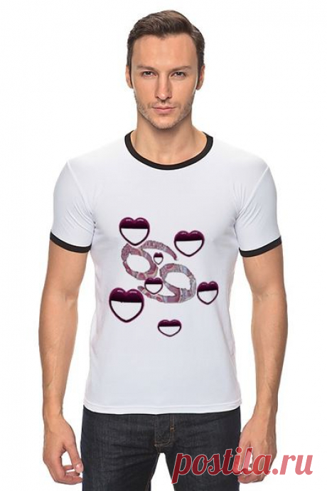 Футболка &quot;Рингер&quot; (Мужская) &quot;Романтичный гороскоп - рак.&quot; от Hatulia - Printio