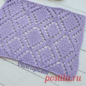 Красивый простой ажурный узор из ромбов для пуловера, жакета, схема узора - Самые красивые узоры спицами