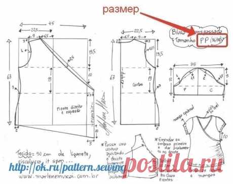 БЛУЗА С ЗАПАХОМ все размеры
▼▼▼
 Источник указан на фото
#шитье #выкройки #кройка #идеи #моделирование
