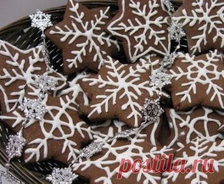 Рецепт шоколадного печенья «Новогодние снежинки» / Простые рецепты