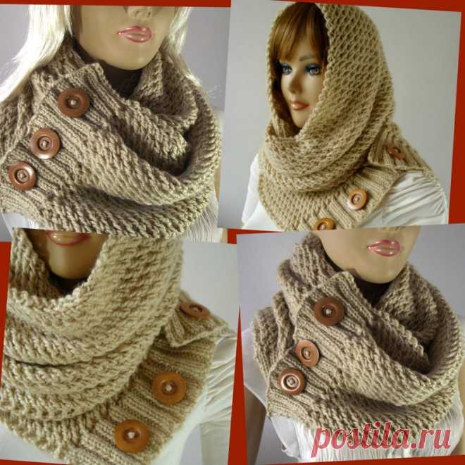 KNITTING PATTERN SCARF Hood Cowl LouLou Scarf Hooded Cowl | Etsy