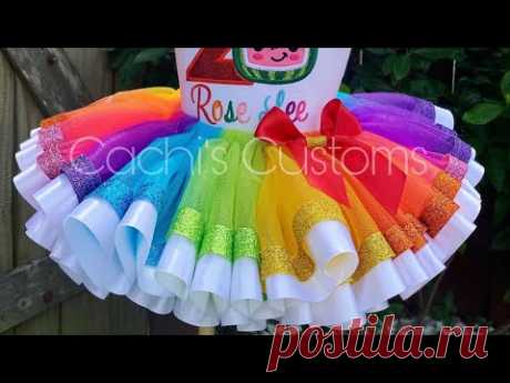 How To Make A Rainbow Ribbon Tutu - Tutu Subtitulado En Espanol - Como acer un TUTU De Liston