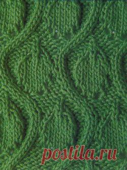 Три очень красивых узора с листочками спицами