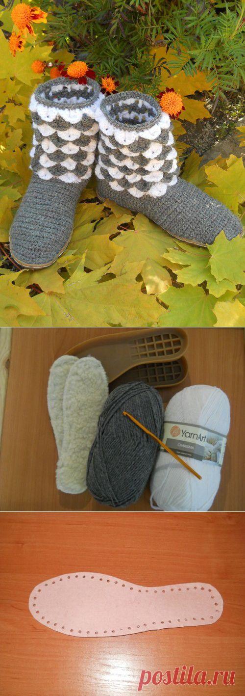 мастер класс вязания сапог узором крокодиловая кожа. Автор мастер класса — Лукаш Наталья Викторовна..