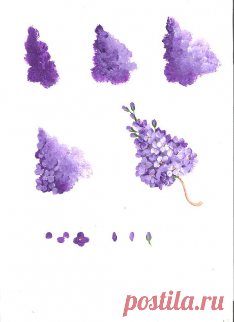 Lilacs worksheet by Linda Lover | Art -One Stroke Painting