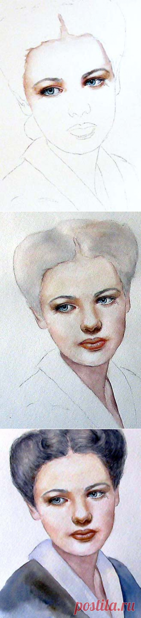 Portrait Step by Step on Watercolor | ARTchat - Porcelain Art Plus (formerly Chatty Teachers & Artists)