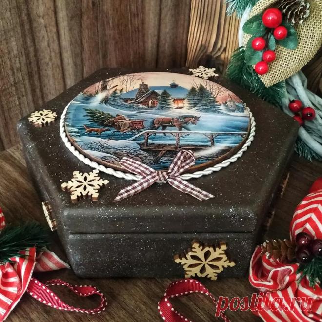 Шкатулки шкатулка шестигранная новогодняя купить у мастера без наценок! - DIY Рукоделие портал о рукоделии от мастеров для мастеров и не только!