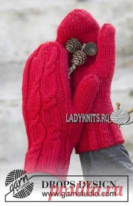 #вязание #спицами #варежки #для_женщин
 Вязаные спицами женские варежки с косами Holiday Touch («Праздничное прикосновение») от Drops. Описание: http://www.ladyknits.ru/index.php/vareg-perch-mit/556-varegki-prazd-prikosnovenie.html