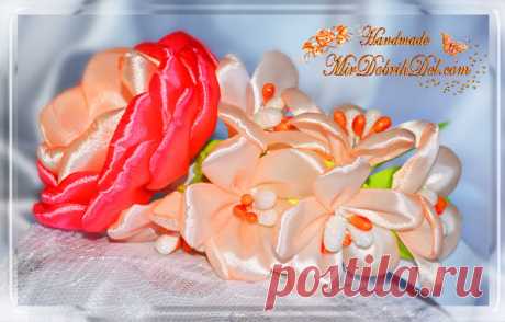 ВЕСЕННЕ-ЛЕТНИЙ ОБОДОК С ЦВЕТАМИ ИЗ ЛЕНТ - МАГИЯ РУКОДЕЛИЯ - Группы Мой Мир