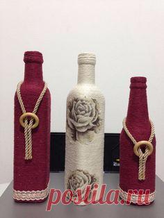 Изумительный декор стеклянных бутылок!