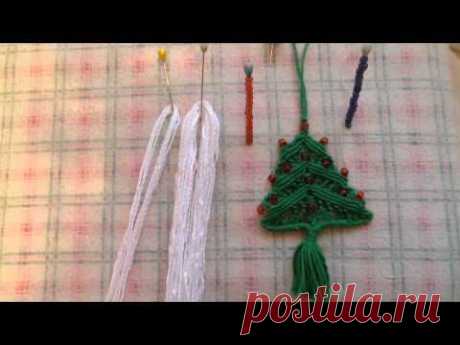Макраме аксессуар.Украшение к подарку &quot;Елочка&quot;