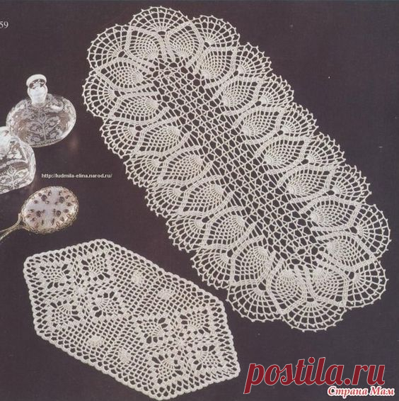 Вязание крючком. Дорожки, овальные салфетки (схемы) | caminhos de mesa e toalhinhas