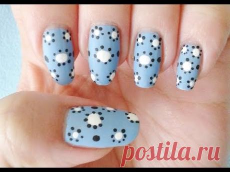 Cute and Easy Blue Polka Dot Nails - Rockin' Nails