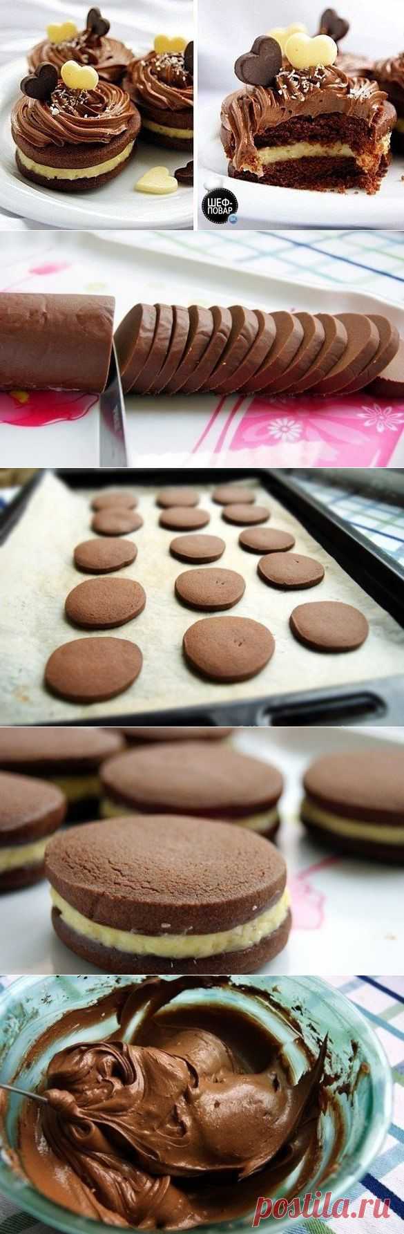Шоколадное печенье с кокосовым кремом