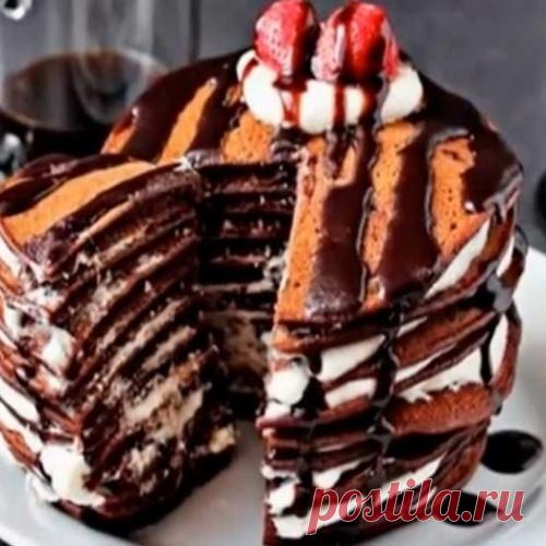 Блинный торт с творожным кремом